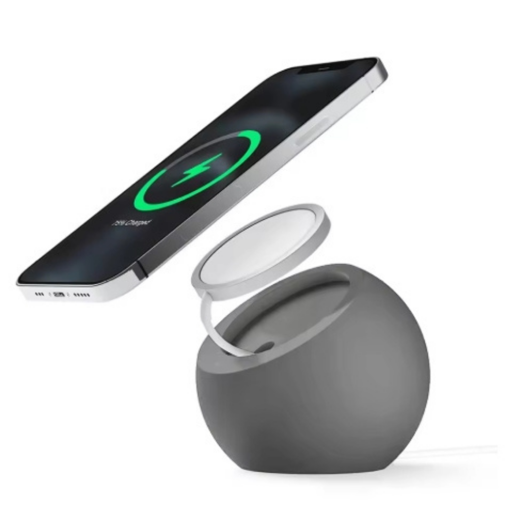 Support Magnétique de Bureau en Silicone – Station de Charge Sans Fil MagSafe pour iPhone 12 / 13 / 14 / 15 / Pro Max Mini